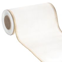 položky Elegantní moaré věnečková stuha, 200 mm bílá se zlatým perleťovým okrajem a speciální úpravou, 25 m - Ideální pro dekorace a oslavy