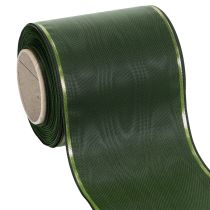 položky Elegantní moaré zelená věnečná stuha se zlatým okrajem, 100 mm x 25 m, pro pohřební květinářství a dekoraci