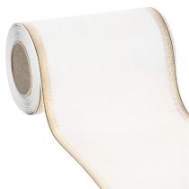 položky Elegantní moaré věnečná stuha se zlatým okrajem, svatební dekorace, smuteční stuha, bílá 150 mm x 25 m