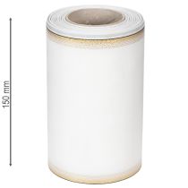 položky Elegantní moaré věnečná stuha se zlatým okrajem, svatební dekorace, smuteční stuha, bílá 150 mm x 25 m