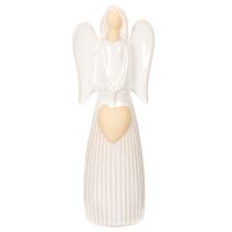 položky Figurka anděla s dekorací srdce v krémově bílé barvě, 23 cm