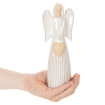 položky Figurka anděla s dekorací srdce v krémově bílé barvě, 23 cm