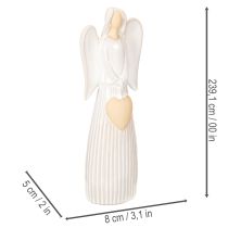 položky Figurka anděla s dekorací srdce v krémově bílé barvě, 23 cm