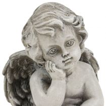 Dekorativní anděl v šedé barvě sedící 13,5cm 2ks