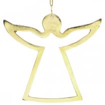 Kovové přívěsky, ozdobní andělé, zlatá adventní dekorace 15 × 16,5 cm