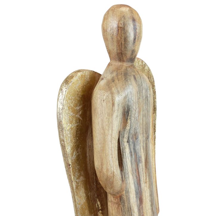 Dřevěný anděl dřevěná postava anděl dekorace přírodní zlato 17×9,5×58cm