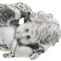 Dekorace na hrob anděl spící hrob anděl šedý polyresin 39×14x13cm