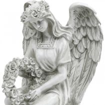 Hrob anděl s věncem Sedící anděl anděl V32cm