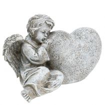 Anděl se srdcem šedý 11,5cm × 9cm × 6,5cm 2ks