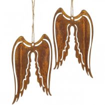 Andělská křídla kovový deko věšák patina dekorace 19,5cm 3ks