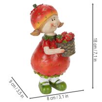 položky Dekorativní figurka jahodové holčičky pro letní dekoraci, roztomilá soška do obývacího pokoje a na balkon, 18 cm