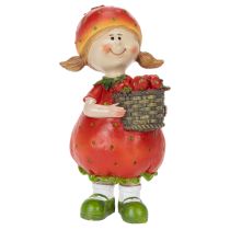 položky Dekorativní figurka jahodové holčičky pro letní dekoraci, roztomilá soška do obývacího pokoje a na balkon, 18 cm