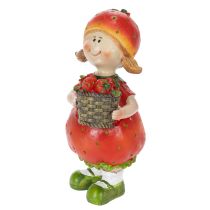 položky Dekorativní figurka jahodové holčičky pro letní dekoraci, roztomilá soška do obývacího pokoje a na balkon, 18 cm