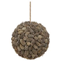 položky Dekorativní koule z olšového kužele k zavěšení, bílá, 20 cm