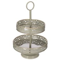 položky Dekorativní patrový servírovací podnos s uchem, motiv hvězdy, dvoupatrový, 49 cm