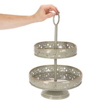 položky Dekorativní patrový servírovací podnos s uchem, motiv hvězdy, dvoupatrový, 49 cm