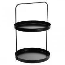 Stojánek na dort dekorativní podnos stolní police kovová černá V30cm Ø20cm