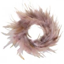 Péřový věnec malý růžový, hnědočervený Ø10,5cm Velikonoční dekorace pravé peří