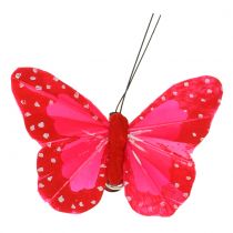 Peří motýlci na klipu vícebarevní 7cm 12ks