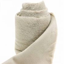 položky Běh na stůl umělá kožešina béžová, stuha na stůl ozdobná kožešina 15×200cm