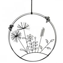 Okenní dekorace pružinová, závěsná dekorace kovové květiny Ø20,5cm 2ks