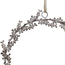 položky Dekorace na okno, věnec na dveře, květinový věnec ve stylu shabby chic, kov, bílý, Ø16,5 cm