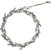 položky Dekorace na okno, věnec na dveře, květinový věnec ve stylu shabby chic, kov, bílý, Ø16,5 cm