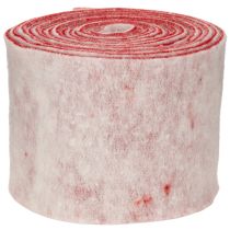položky Plstěná stuha, 100% vlna, dvoubarevná, jako chňapka, plstěná stuha bílá/červená, 15 cm x 5 m