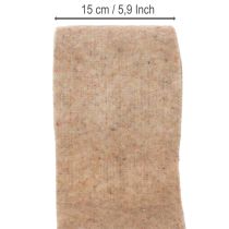 položky Vlněná plstěná stuha, dvoubarevná, prodává se na metráž pro kreativní projekty, hnědá/bílá, 15 cm x 5 m