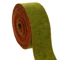 položky Plstěná páska, dvoubarevná páska na chňapky, 100% vlna, červená/zelená, šířka 7,5 cm, délka 5 m