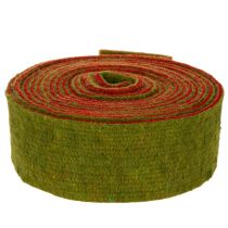 položky Plstěná páska, dvoubarevná páska na chňapky, 100% vlna, červená/zelená, šířka 7,5 cm, délka 5 m