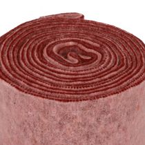 Plstěná stuha ozdobná stuha růžová bobulová vlněná plsť dvoubarevná 15cm 5m