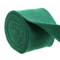 Plstěná páska, pot páska, vlněná plsť zelená, zlatě třpytivá 15cm 5m