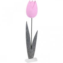 Plstěná květinová plsť deko květina tulipán růžová stolní dekorace V68cm