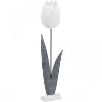 Plstěná květinová plsť deko květina tulipán bílá V68cm
