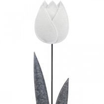 Plstěná květinová plsť deko květina tulipán bílá V68cm