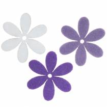 položky Plstěný květ lila, bílá asort 4,5 cm 54p