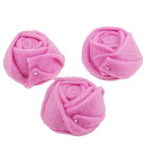 Filc růže růžová Ø8cm V4,5cm 6ks