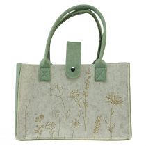 položky Plstěná taška s uchem s květinami krémově zelená 30x18x37cm