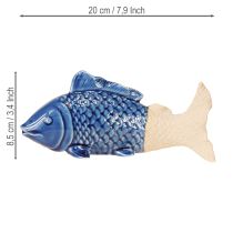 položky Keramická rybí dekorace Maritime Blue Beige 20×8×8,5cm 2 ks