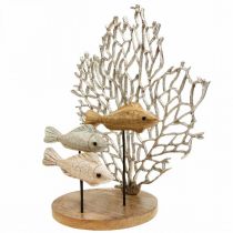 Dekorace hejno ryb, dekorace korál, dřevěná dekorace rybička V48,5cm