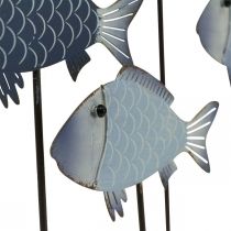 Hejno ryb deko kovových ryb na dřevěném podstavci 32×7×30cm