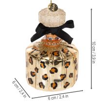 položky Vánoční ozdoba na stromeček: lahvička na parfém a rtěnka s leopardím vzorem, 11 cm, 2 kusy