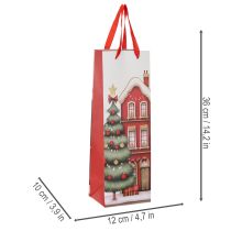 položky Dárková taška láhev vánoční domeček a vánoční stromeček 36cm 2ks