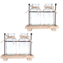 položky Váza na láhve dekorativní láhve skleněné dřevo 23x12x19,5cm 2ks