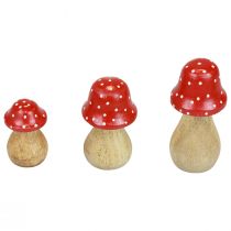Muchomůrka dekorativní houby dřevěné houby podzimní dekorace V6/8/10cm sada 3 ks