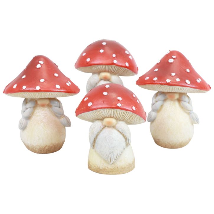 Mucholapka dekorativní houby podzimní dekorace červená bílá Ø6cm V7,5cm 4ks