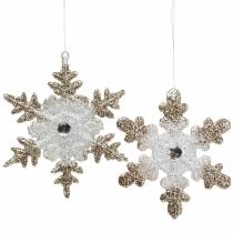 Ozdoba na vánoční stromeček sněhová vločka třpyt perla 2ks