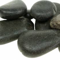 říční oblázky matné černé přírodní kameny dekorativní kameny d. 15–60 mm š. 15–40 mm 2kg