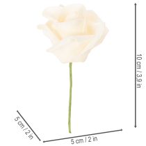 položky Umělá růže, krémová barva, květ 10 cm na stonku, 100 kusů